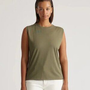 QUINCE Tank Top Shirt Womens XS Green Cotton Modal Sleeveless Crewneck Casual